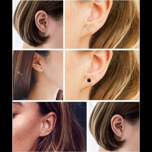 20G Hypoallergenic Flat Back Earrings for Women Men Surgical Steel Stud Earrings - Picture 6 of 7